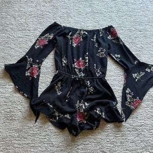 Forever 21 Black Jumpsuit with Floral Design